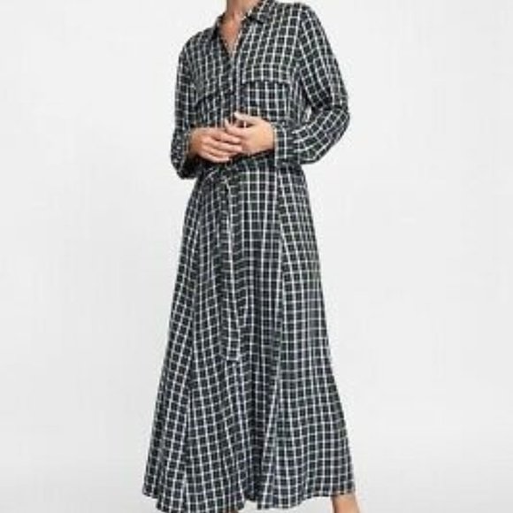 zara plaid shirt dress